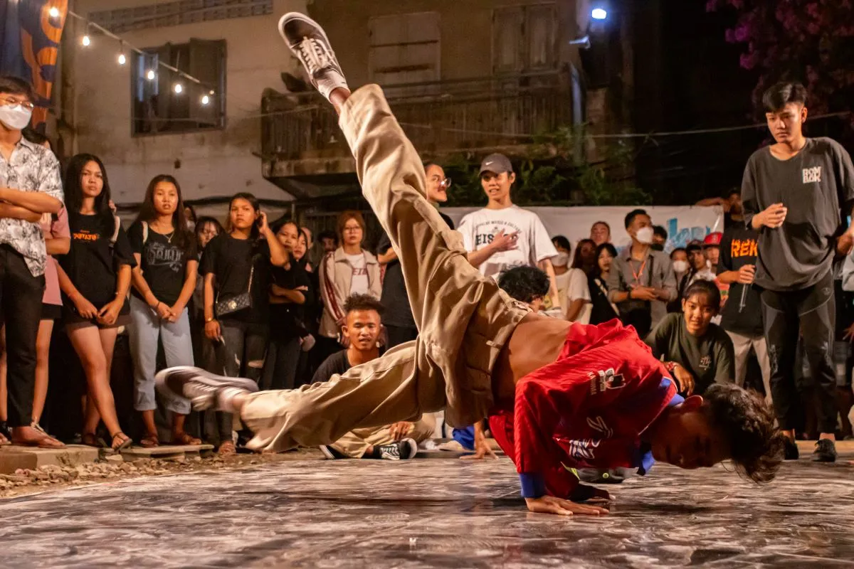 A breakdancer from Phare Ponleu Selpak at the S'Art festival in Battambang