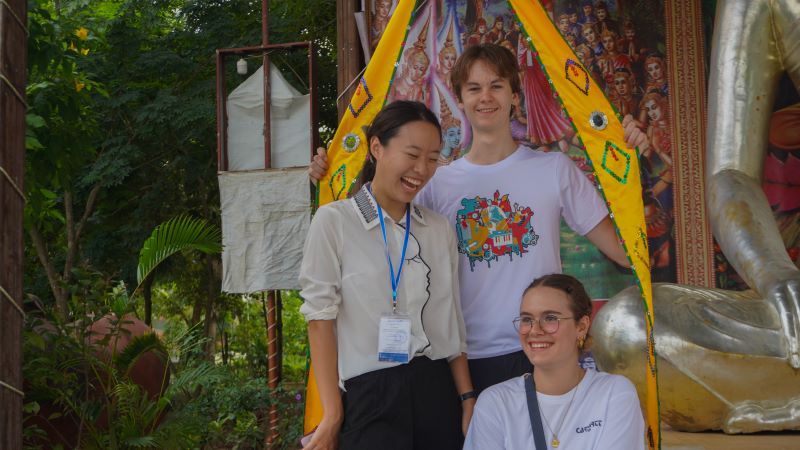 Olivia AUDO with 2 other volunteers from Phare Ponleu Selpak in Battambang, Cambodia
