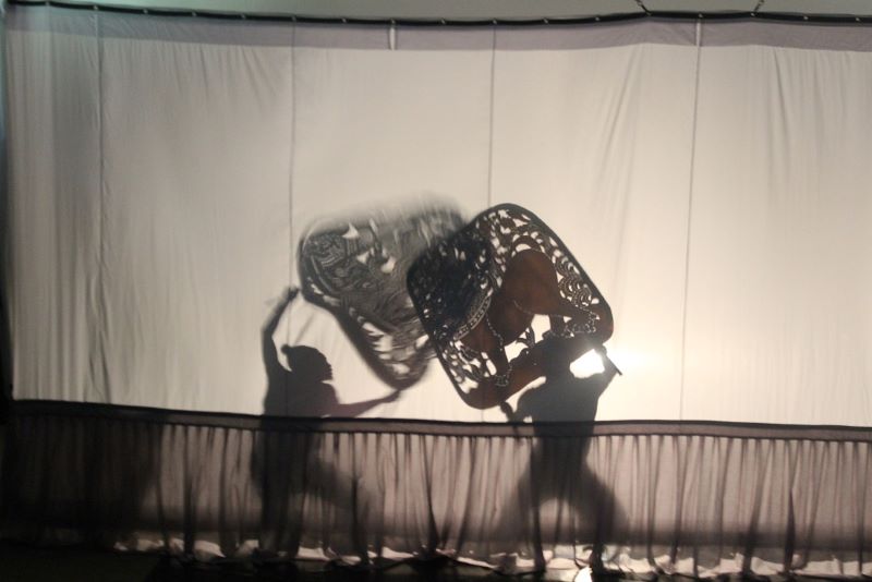 Khmer shadow theatre being performed at Phare Performing Arts School