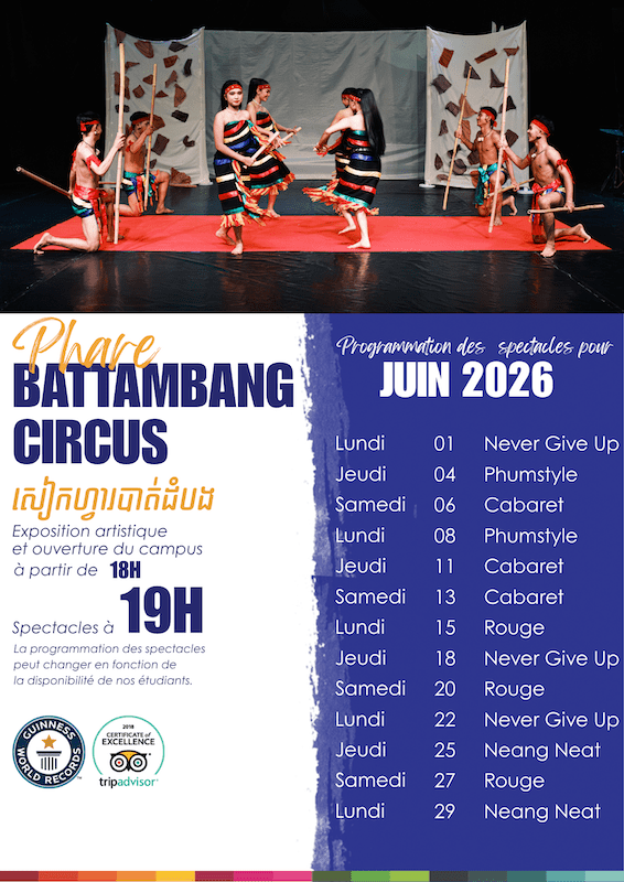 Phare Ponleu Selpak circus schedule June 2024, French